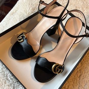 GUCCI Black Leather high-heel Sandal (Style ‎453378 A3N00 1000)
